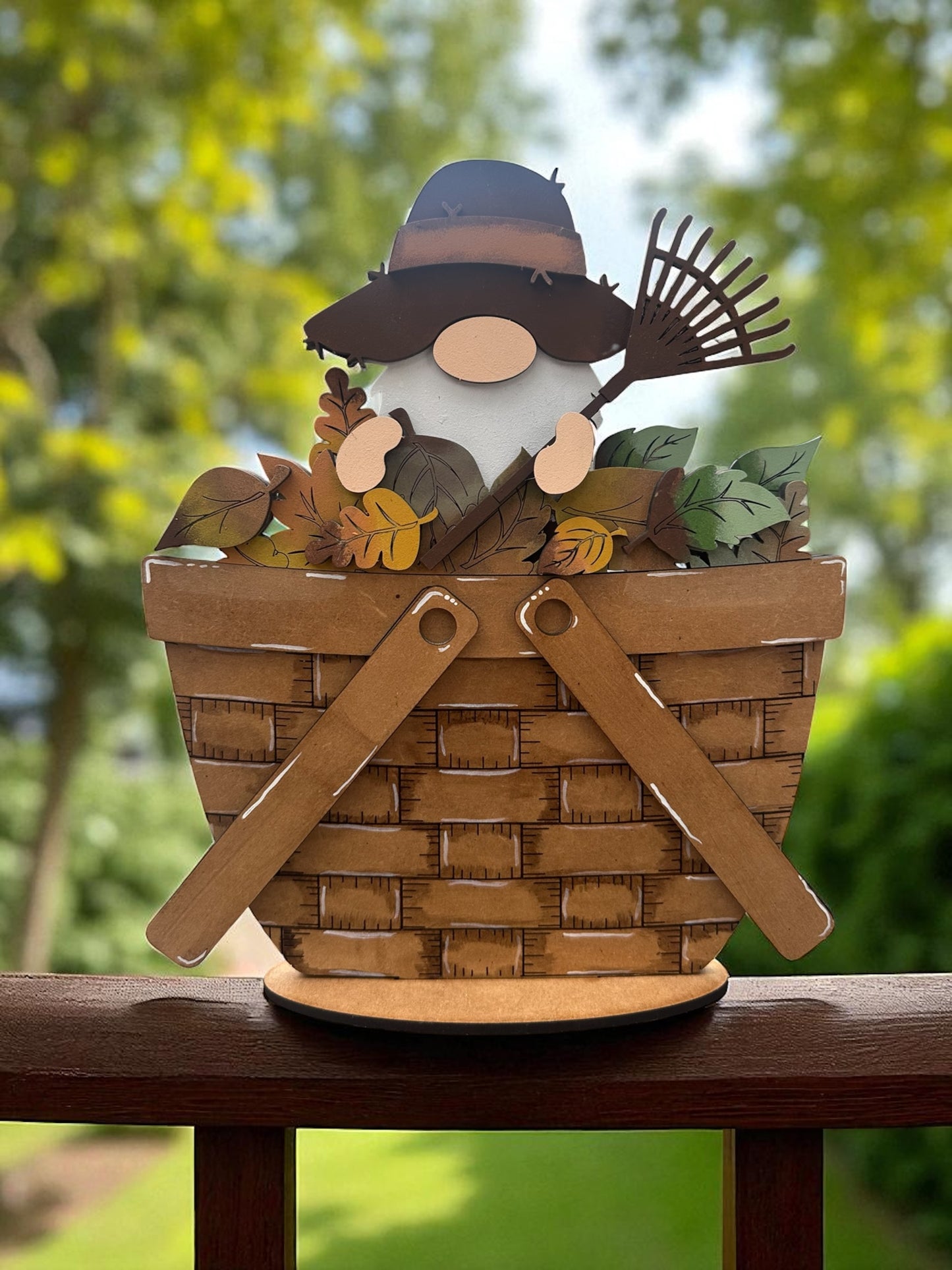 Fall Gnome with Basket of Leaves – DIY Wooden Paint Kit