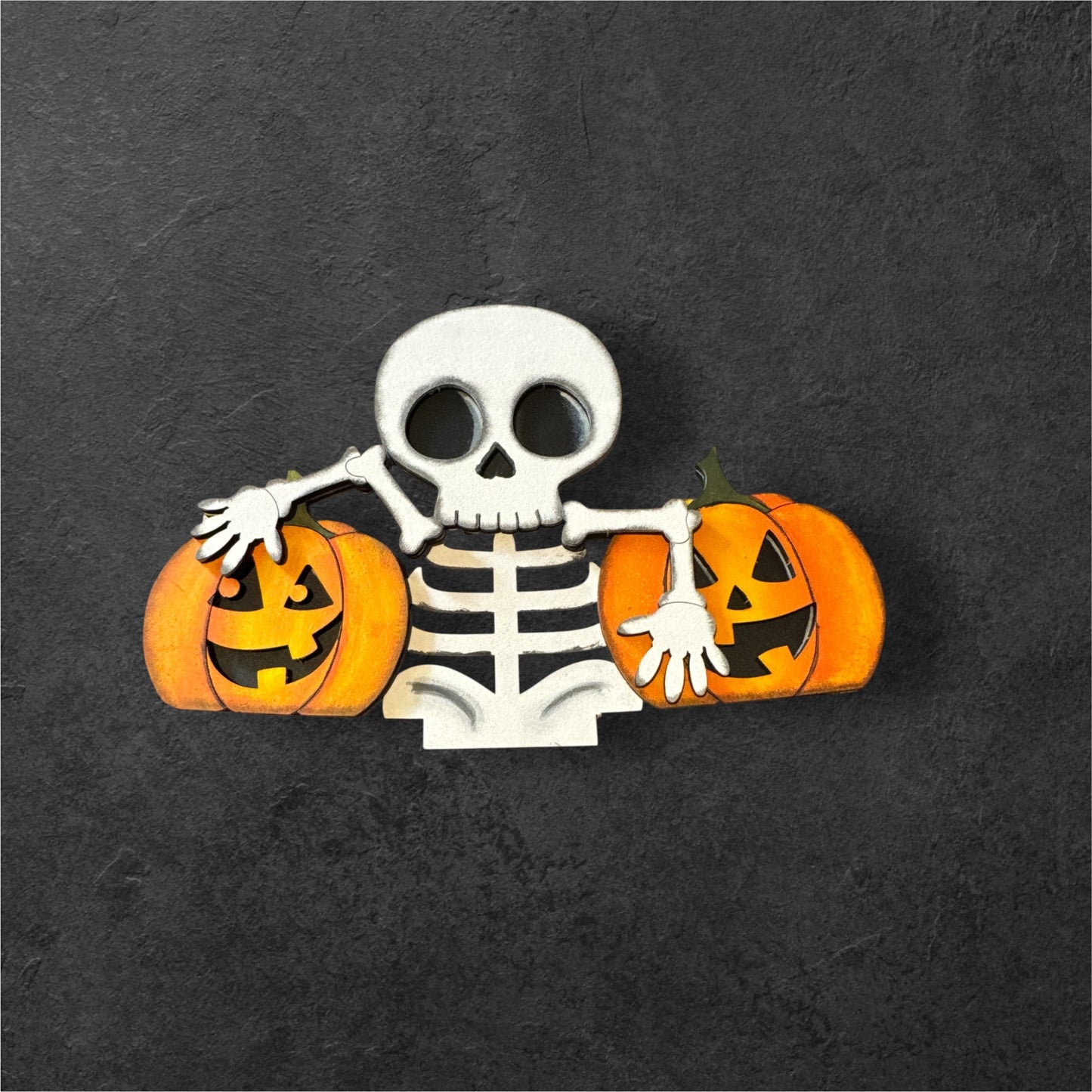 Skeleton & Pumpkins in Basket – DIY Wooden Paint Kit