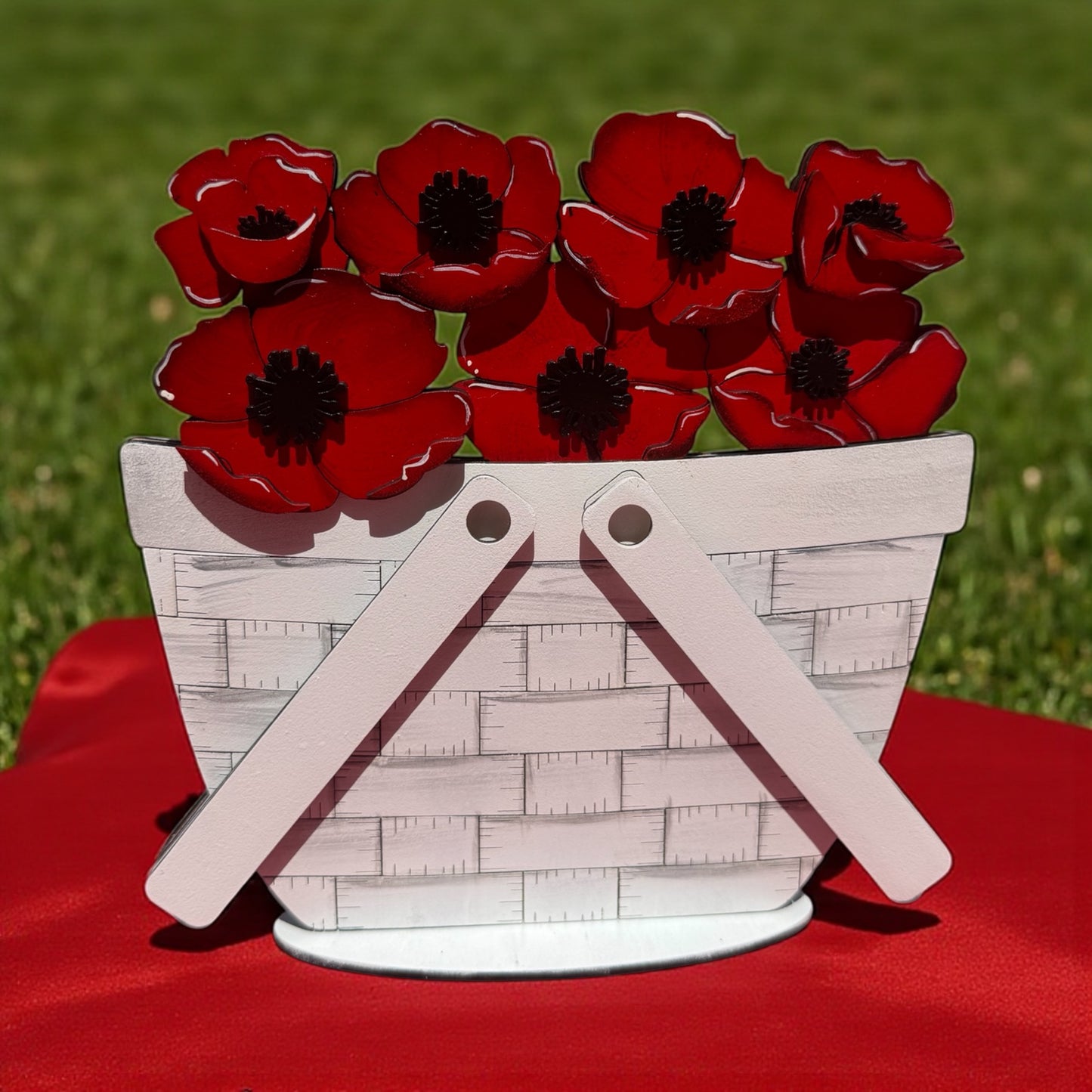 Wooden Basket with Red Flowers – DIY Paint Kit