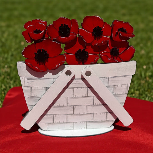 Wooden Basket with Red Flowers – DIY Paint Kit