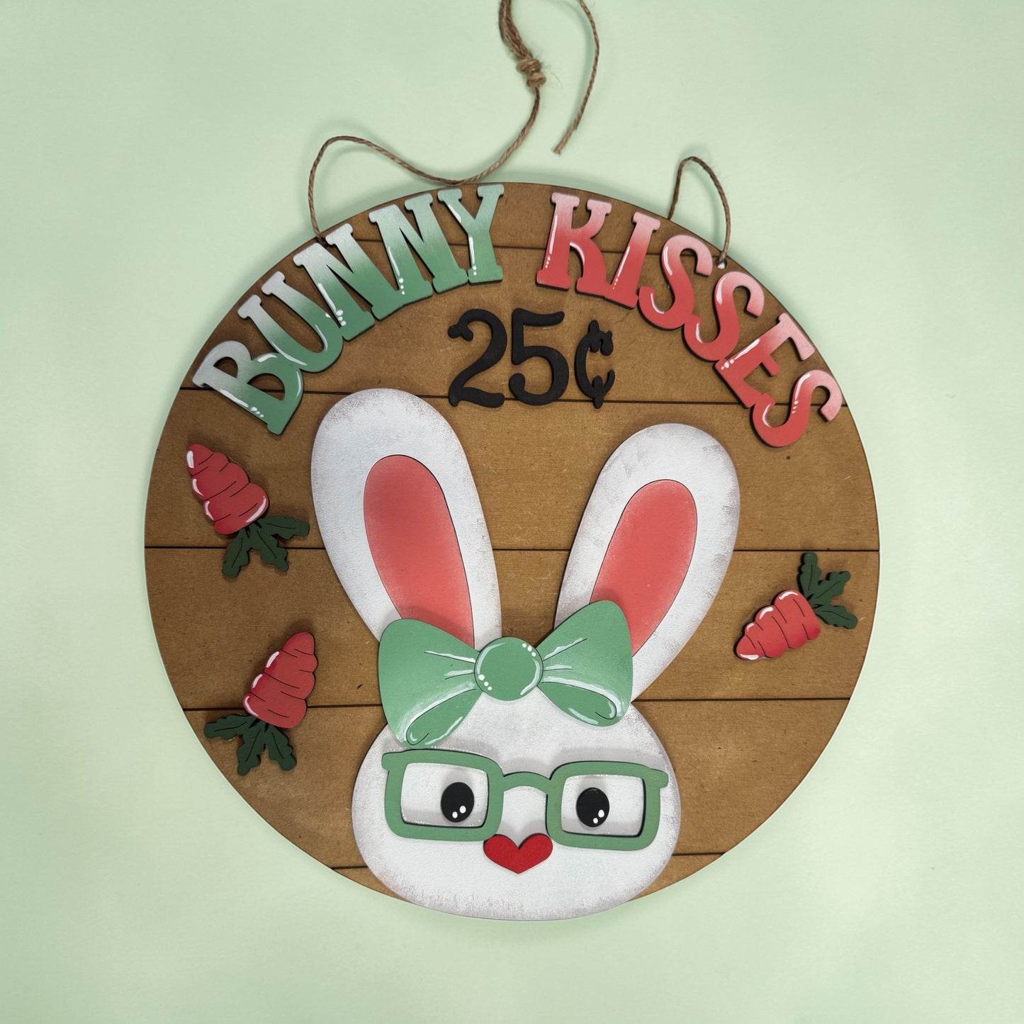 Bunny Kisses Door Hanger | Easter Bunny Door Decor |  | DIY Paint Kit or Finished