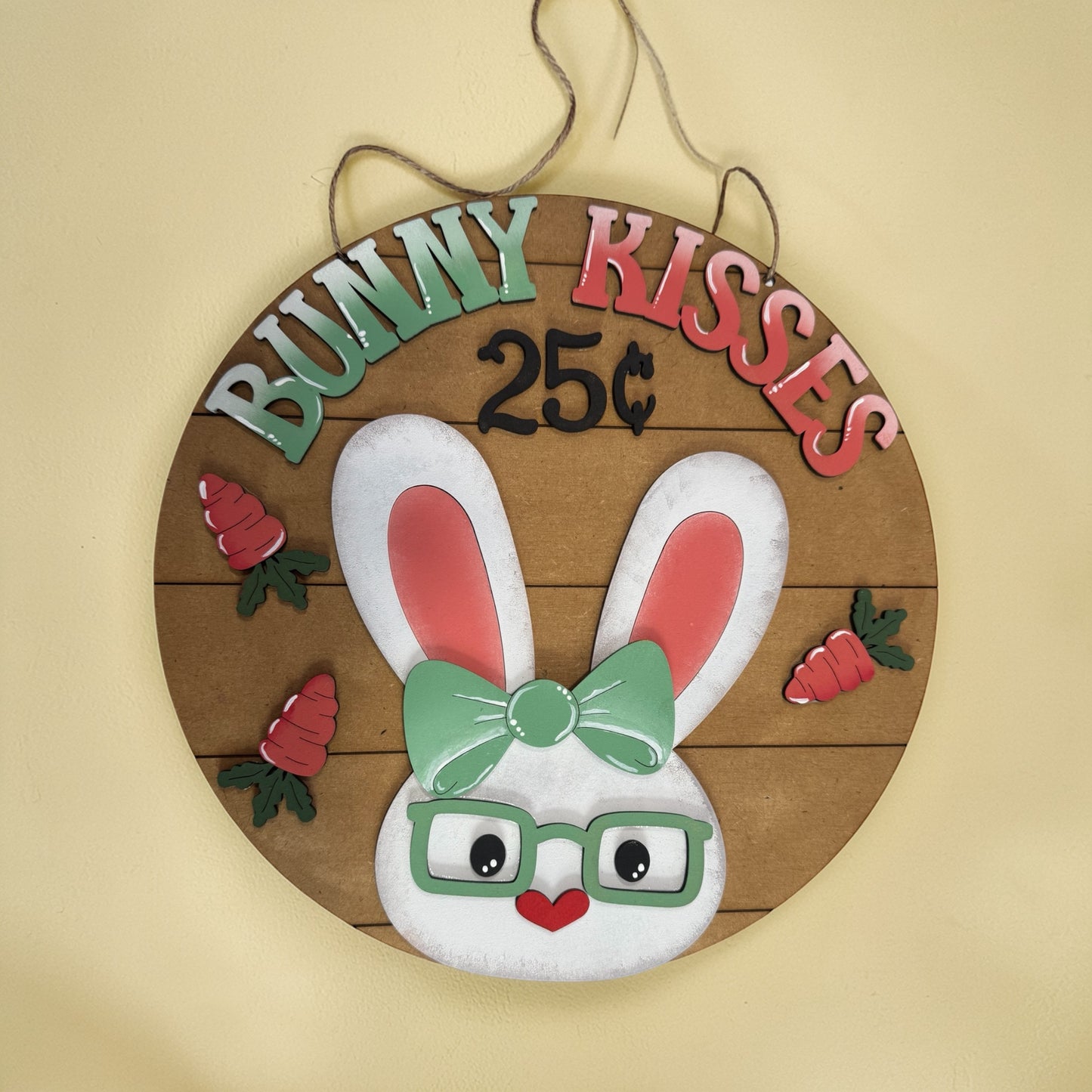 Bunny Kisses Door Hanger | Easter Bunny Door Decor |  | DIY Paint Kit or Finished
