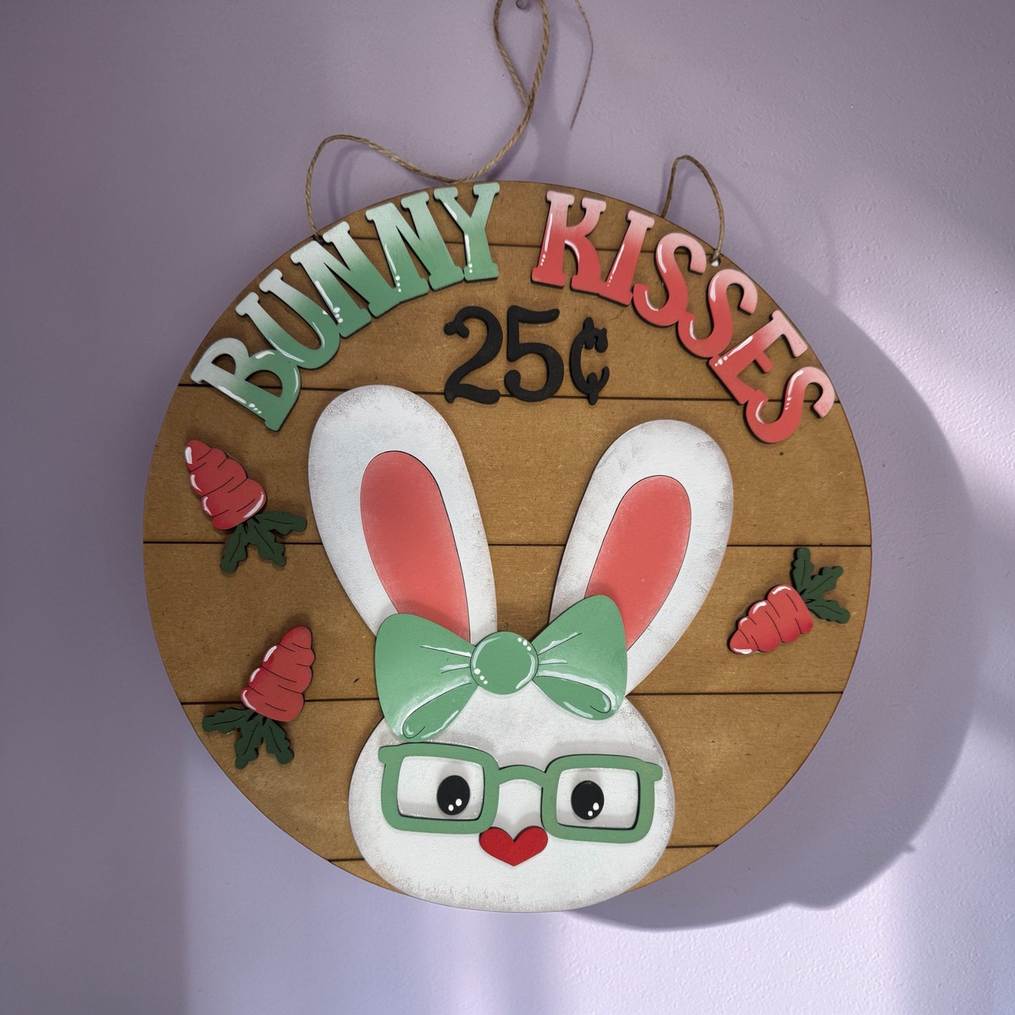 Bunny Kisses Door Hanger | Easter Bunny Door Decor |  | DIY Paint Kit or Finished