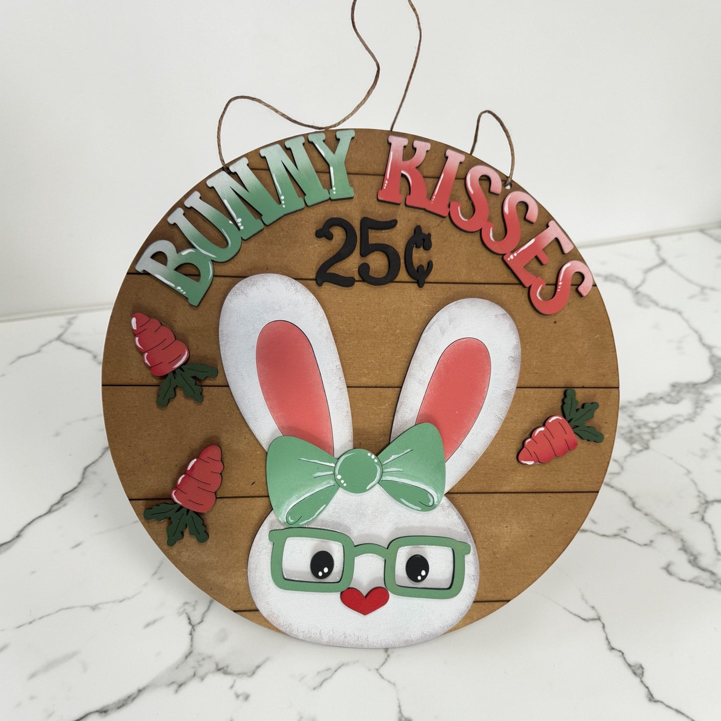 Bunny Kisses Door Hanger | Easter Bunny Door Decor |  | DIY Paint Kit or Finished